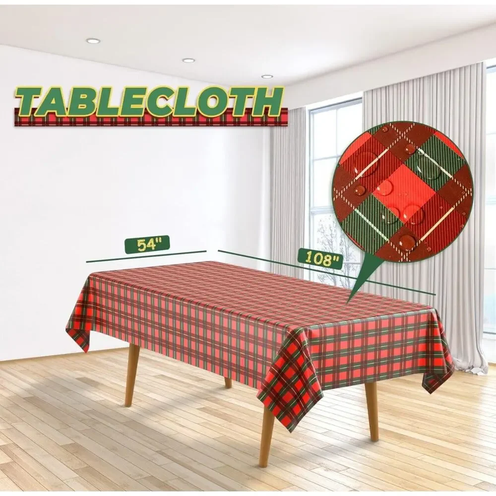 Christmas Party Pack with Decorations and Plates Serves 16‎ Tablecloth Cutlery…